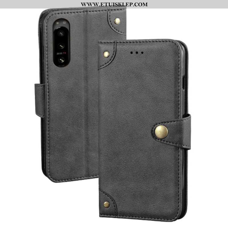 Etui Na Telefon Pokrowce do Sony Xperia 5 IV Styl Skórzany Z Nitami Idewei